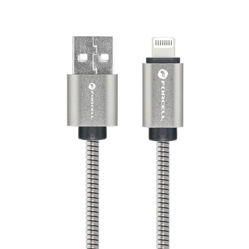 FORCELL F-Energy cable USB to iPhone Lightning 8-pin 2,4A 12W Metal C236 1m silver