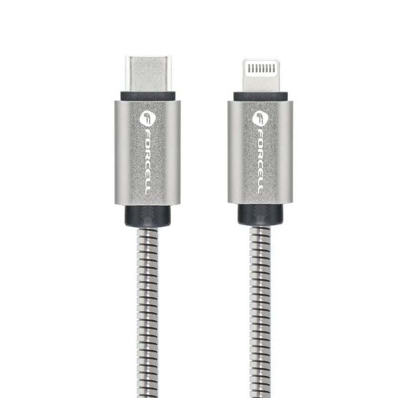 FORCELL F-Energy cable Type C to iPhone Lightning 8-pin QC3.0 PD 27W Metal C238 1m silver