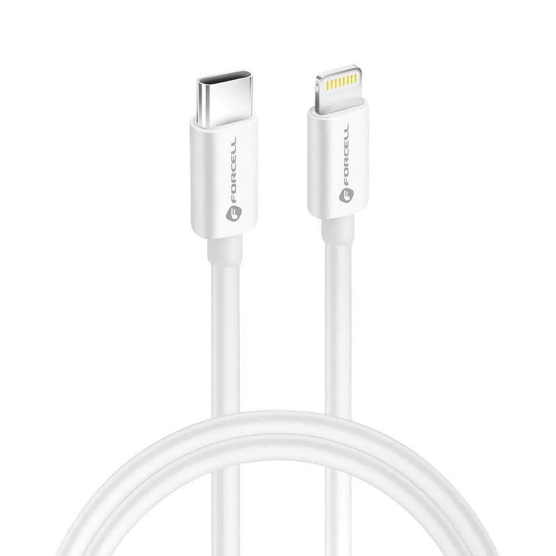 FORCELL cable Type C to Lightning 8-pin MFI 3A/9V 30W (Max) C901 1m white - iDevice 
