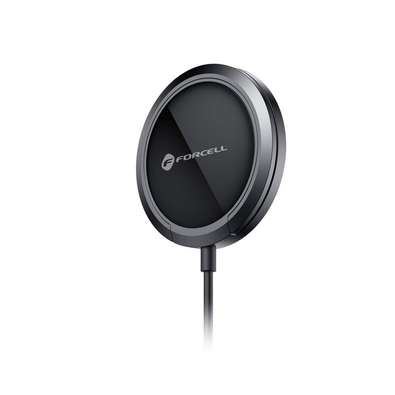 Forcell F-Energy PowerPod wireless charger with ring/kick stand compatible with MagSafe black