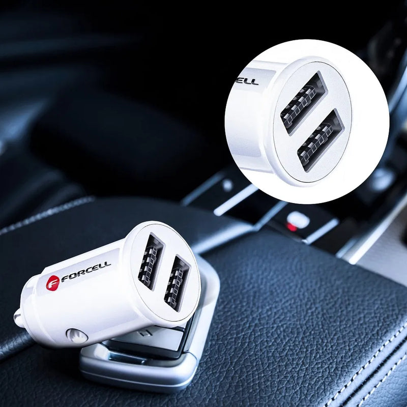 Forcell Mini car charger 2xUSB 3.1A white CC-SJ02 - iDevice 