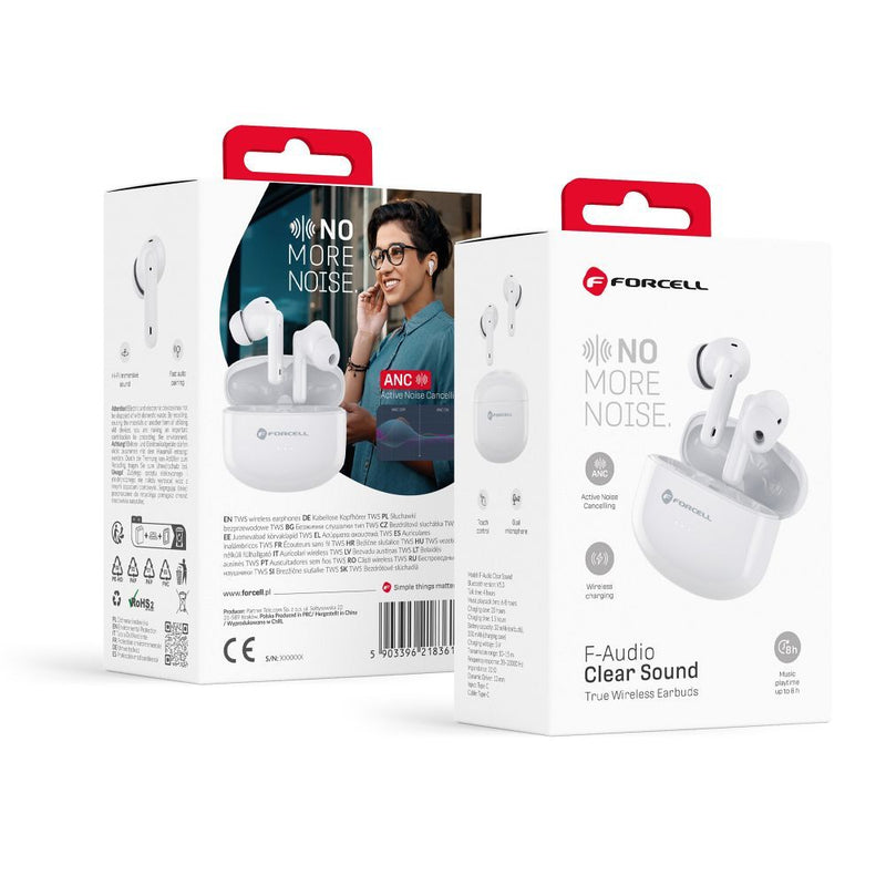 Forcell F-AUDIO wireless earphones TWS Clear Sound white
