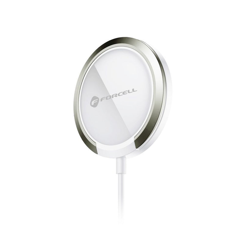 Forcell F-Energy PowerPod wireless charger with ring/kick stand compatible with MagSafe white